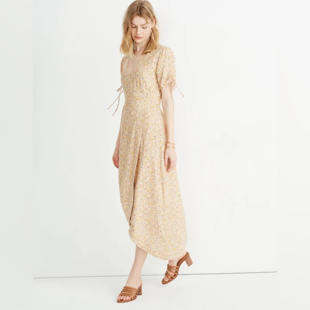 Madewell Cream Peekaboo-Sleeve Maxi Dress, Sz 8